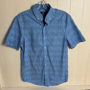 Men's Vineyard Vines Slim Fit Whale Shirt  - Sharks Fish Hooks Nautical - Small